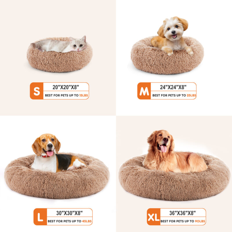 24 Inch Fur Cat Bed, Fits Up To 25 Lbs Pets - Image 4